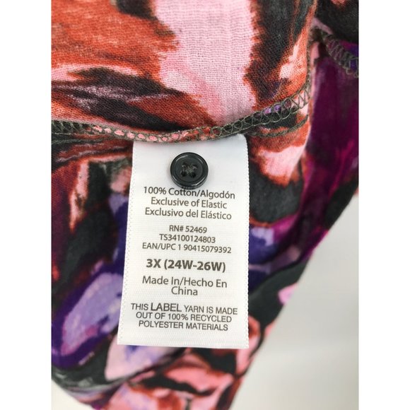 Terra & Sky Tiered Peasant Boho Smocked Midi Dress Purple Floral 3X NEW - Picture 5 of 6